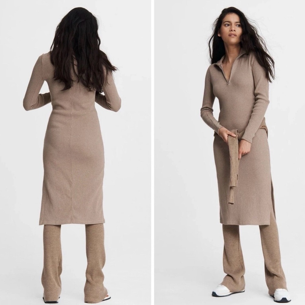 NWOT $275 Rag & Bone Laila Zip Dress In Camel Heather Size: S - Picture 3 of 14